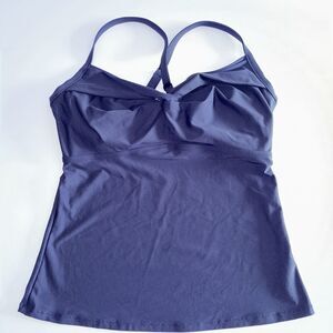 Athleta Navy Blue Tankini Swim Top Size 36D/DD Underwire